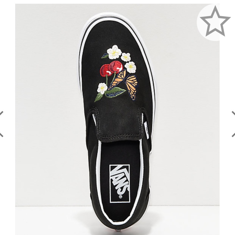 Vans Slip-On Checker Floral Black Skate Shoes